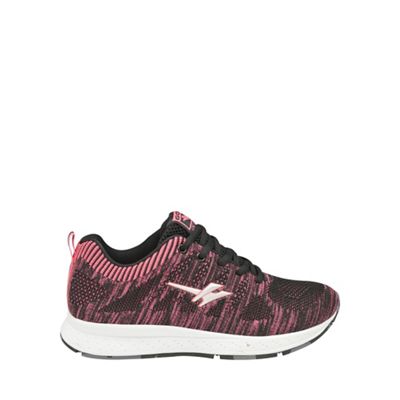 Black/pink 'Zenith' ladies lace up trainers
